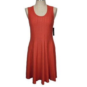 Nic+Zoe NWT Twirl Dress L Hot Coral Fit & Flare Sleeveless Stretch Knit Colorful